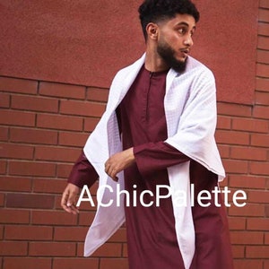 Maroon Giza Cotton Muslim Men&#39;s Kurta Robe