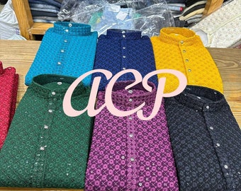 Bollywood Style Kurta Men Party Wear man stuff Traditional Chikankari mans kurta Soft Cotton Kurta Wear Festival Kurta ACHICPALETTE