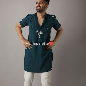 Handmade Cotton Kurta Shalwar Suit: Men&#39;s Party Wear Set