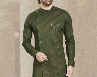 Cotton Men's Kurta: Party Wear Indian Tunic