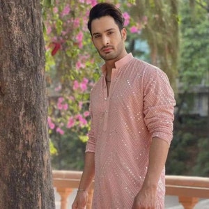 Mens Heavy Chikankari Kurta Pajama Set Indian Kurta Pajama Set for Men Indian Wedding Wear Outfits for Men  Embroidery Ethnic Kurtas (ACP)