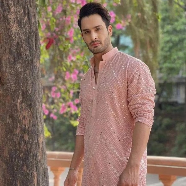 Mens Chikankari Kurta Pajama Set: Indian Wedding Outfit