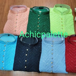 Handmade Cotton Chikankari Kurta: Men&#39;s Party Wear Outfit