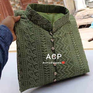 Light Green Traditional Chikankari mans kurta Bollywood Style Kurta Men Party Wear man stuff Soft Cotton Kurta Wear Festival Kurta ACP
