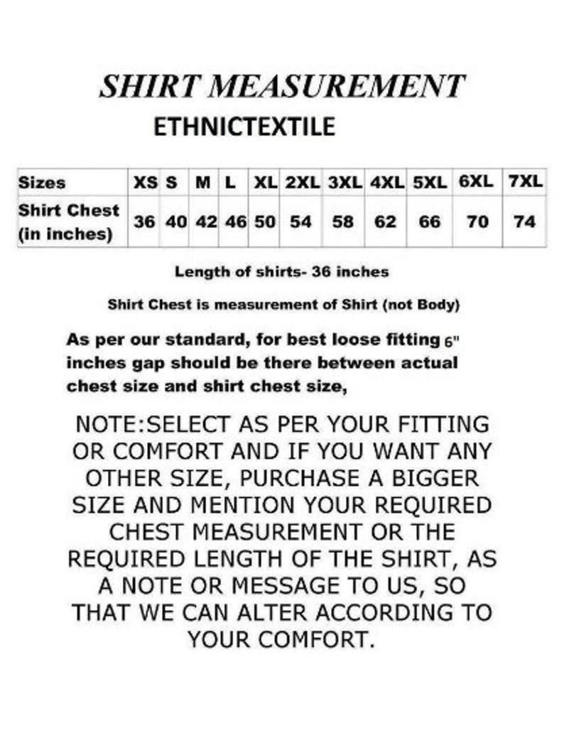 Puede incluir: Tabla de tallas de camisas con medidas en pulgadas para las tallas XS a 7XL. La tabla muestra las medidas del pecho para cada talla. La longitud de todas las camisas es de 36 pulgadas. La tabla incluye instrucciones para seleccionar la talla correcta en funci&oacute;n de la medida del pecho y el ajuste deseado.