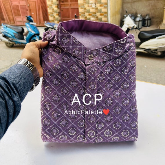 Light Purple Traditional Chikankari mans kurta Bollywood Style Kurta Men Party Wear man stuff Soft Cotton Kurta Wear Festival Kurta ACP