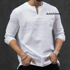 Kurta de algodón de manga corta para hombre: Camisa de boda india