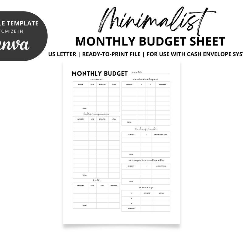 Monthly Budget - Etsy