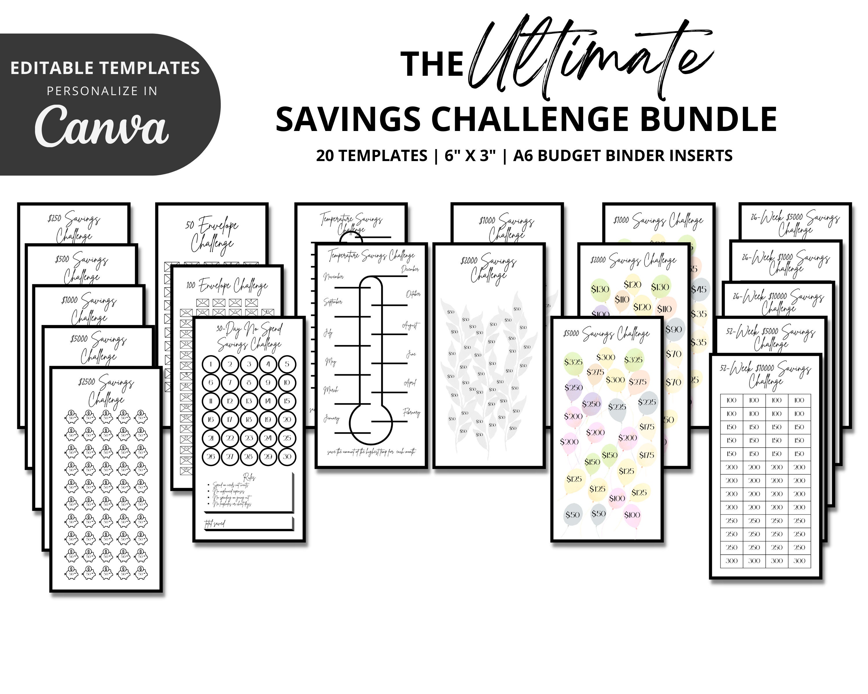 A6 Budget Binder Inserts Ultimate Savings Challenge Bundle Etsy