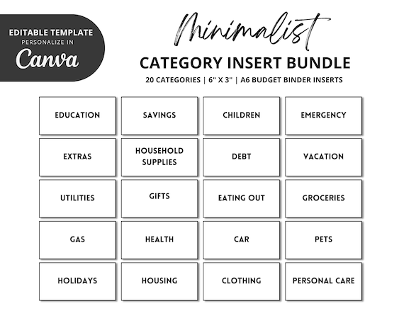 A6 Budget Binder Inserts: Minimalist Cash Envelope Template (Digital Download)