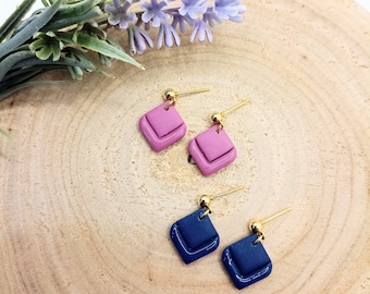 ADARA // Elegant Simple Design Polymer Clay Earrings Studs 18k Gold Plated Jewellery Gift Blue or Pink