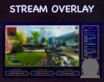 Blue Floral Stream Overlay, Schedule and Panels Pack [ Stream Overlay, Background - for StreamLabs, Stream Elements, Twitch, Youtube, OBS ]