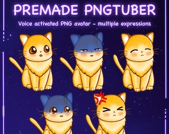 Premade PNG-Tuber - Tabby Cat [ PNGTuber, VTuber, Discord Reactive Image - Avatar / Model For Stream, Livestreaming, Twitch, Youtube, OBS ]