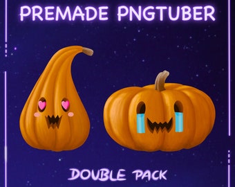 Premade PNG-Tuber - Pumpkin Double [ PNGTuber, VTuber, Discord Reactive Image x2 - Model For Stream, Livestreaming, Twitch, Youtube, OBS ]