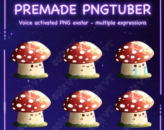 Premade PNG-Tuber - Mushroom with 5 Expressions