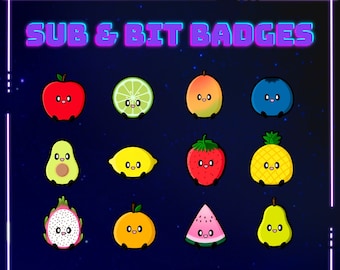 Fruit Sub Badges / Bit Badges / Emotes for Twitch, Youtube and Discord