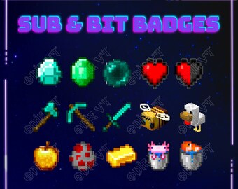 Minecraft Sub Badges / Bit Badges / Emotes for Twitch, Youtube and Discord
