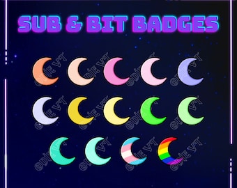Moon (Outline) Sub Badges / Bit Badges / Emotes for Twitch, Youtube and Discord