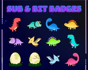 Dinosaur Sub Badges / Bit Badges / Emotes for Twitch, Youtube and Discord