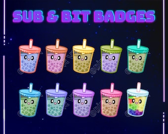 Boba (Pastel) Sub Badges / Bit Badges / Emotes for Twitch, Youtube and Discord