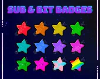Star (Outline) Sub Badges / Bit Badges / Emotes for Twitch, Youtube and Discord