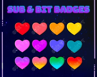 Heart (Outline) Sub Badges / Bit Badges / Emotes for Twitch, Youtube and Discord