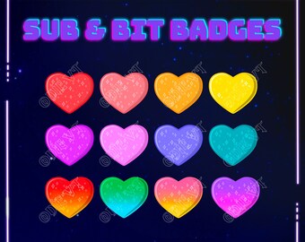 Heart (Pastel) Sub Badges / Bit Badges / Emotes for Twitch, Youtube and Discord