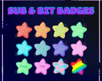Star Sub Badges / Bit Badges / Emotes for Twitch, Youtube and Discord