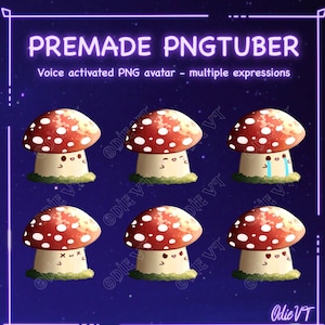 Premade PNG-Tuber - Mushroom with 5 Expressions