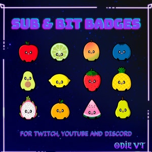Fruit Sub Badges / Bit Badges / Emotes for Twitch, Youtube and Discord