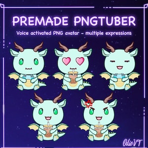Premade PNG-Tuber - Green Dragon [ PNGTuber, VTuber, Discord Reactive Image - Avatar/Model For Stream, Livestreaming, Twitch, Youtube, OBS ]