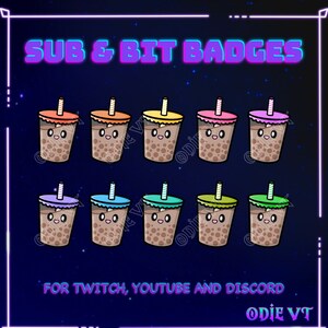 Boba (Outline) Sub Badges / Bit Badges / Emotes for Twitch, Youtube and Discord