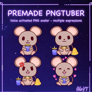 Premade PNG-Tuber - Mouse [ PNGTuber, VTuber, Discord Reactive Image - Avatar / Model For Stream, Livestreaming, Twitch, Youtube, OBS ]