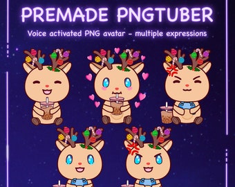 Premade PNG-Tuber - Christmas Deer [ PNGTuber, VTuber, Discord Reactive Image - Model For Stream, Livestreaming, Twitch, Youtube, OBS ]