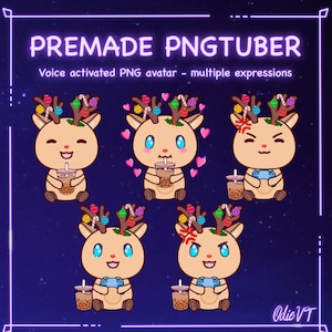 Premade PNG-Tuber - Christmas Deer [ PNGTuber, VTuber, Discord Reactive Image - Model For Stream, Livestreaming, Twitch, Youtube, OBS ]