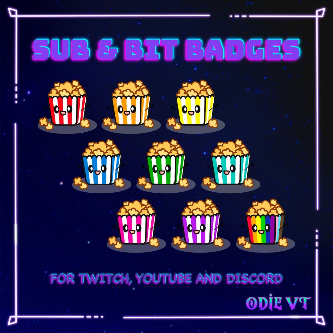 Popcorn Sub Badges / Bit Badges / Emotes for Twitch, Youtube and Discord -  Etsy