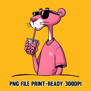 Pink Panther PNG, Bubble Tea, Pink Panther Shirt Design, Pride Pink Lover Gift, Shirt Sublimation Design