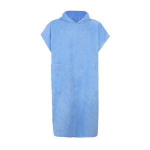 Surf Poncho / Towel Poncho / Bath Poncho with Hood and Pocket / Light Blue / Unisize / Adults