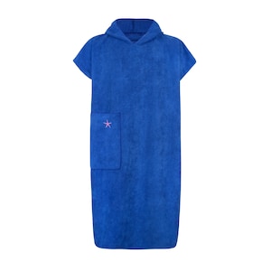 Surf Poncho / Towel Poncho / Bath Poncho with Hood and Pocket / Blue / Unisize / Adults