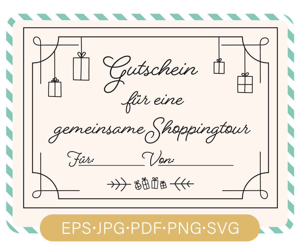 Gutschein Shoppingtour A6 zum selbst Ausdrucken, PDF, PNG, SVG