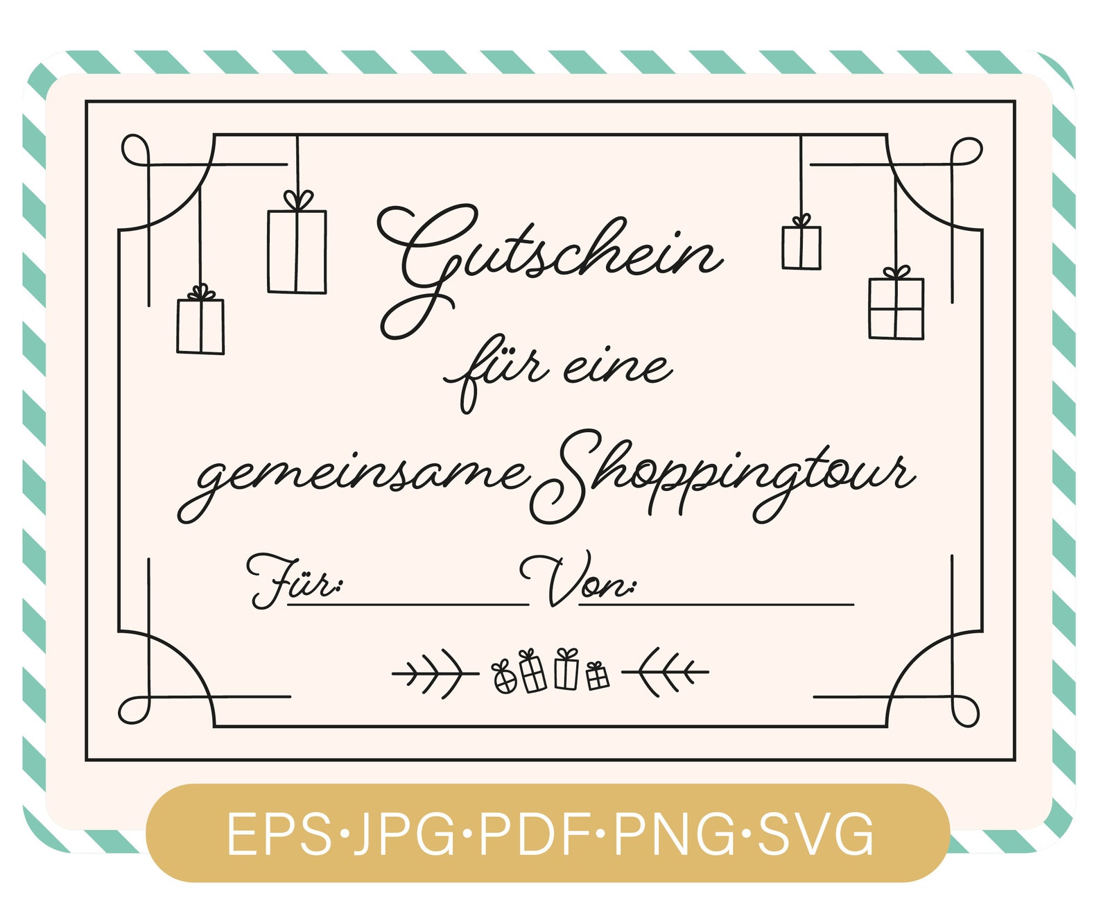 Gutschein Shoppingtour A6 zum selbst Ausdrucken, PDF, PNG, SVG