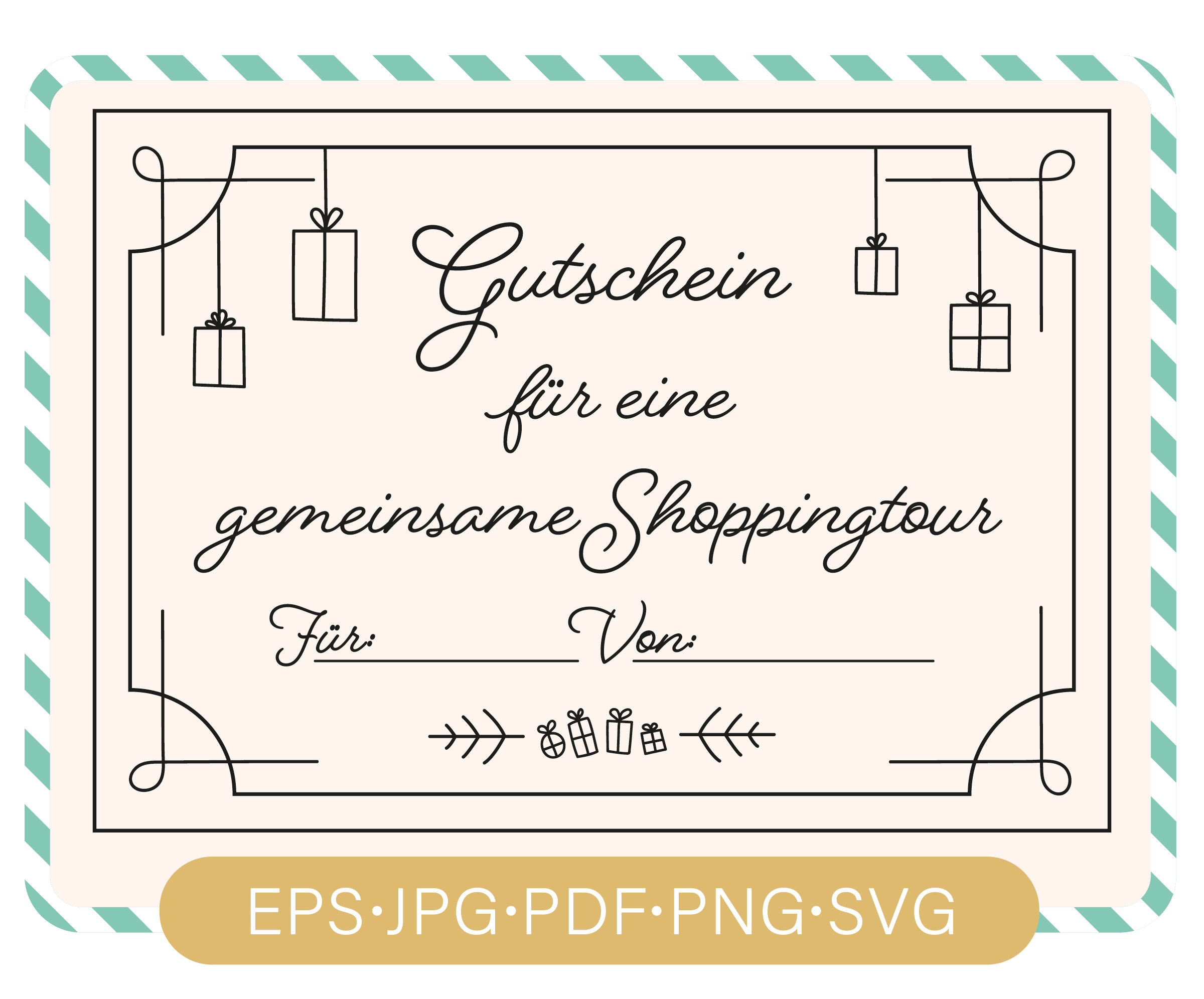 Gutschein Shoppingtour A6 zum selbst Ausdrucken, PDF, PNG, SVG