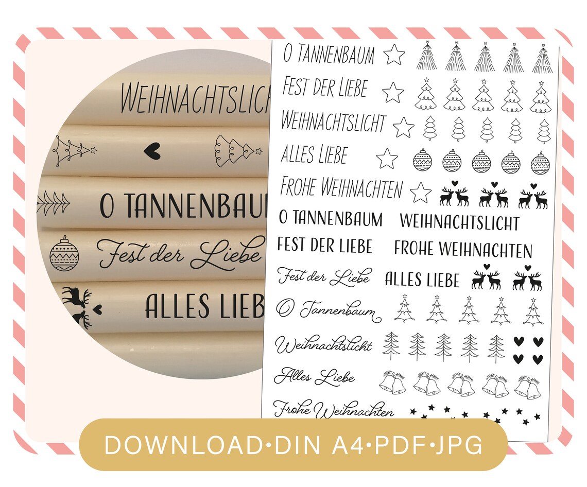 Digitale Kerzentattoos Weihnachten zum Downloaden und Etsy.de
