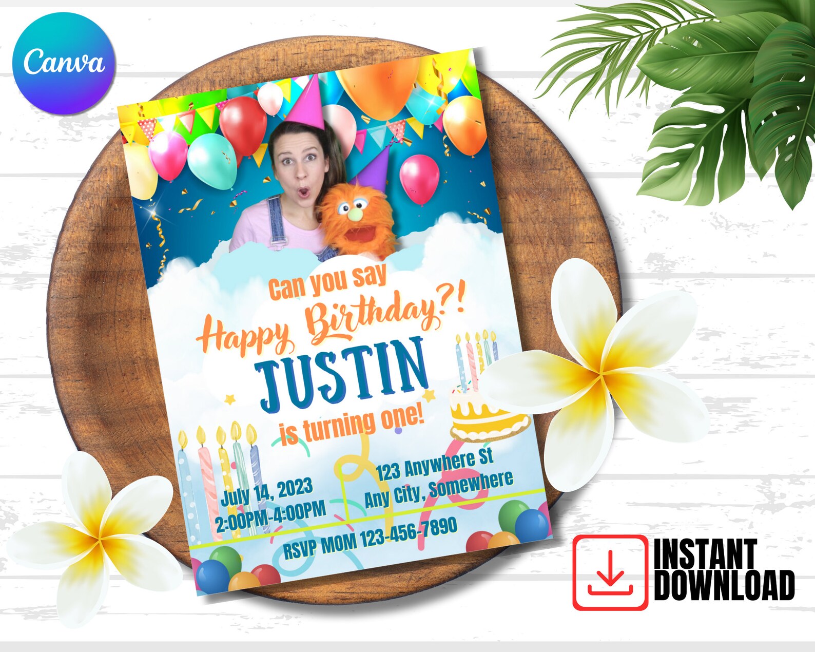 Editable Miss Rachel Birthday Invitation Template Canva Digital ...
