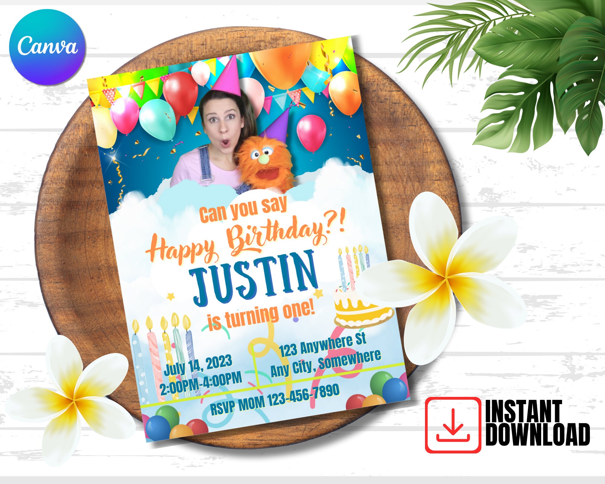Editable Miss Rachel Birthday Invitation Template Canva Digital ...
