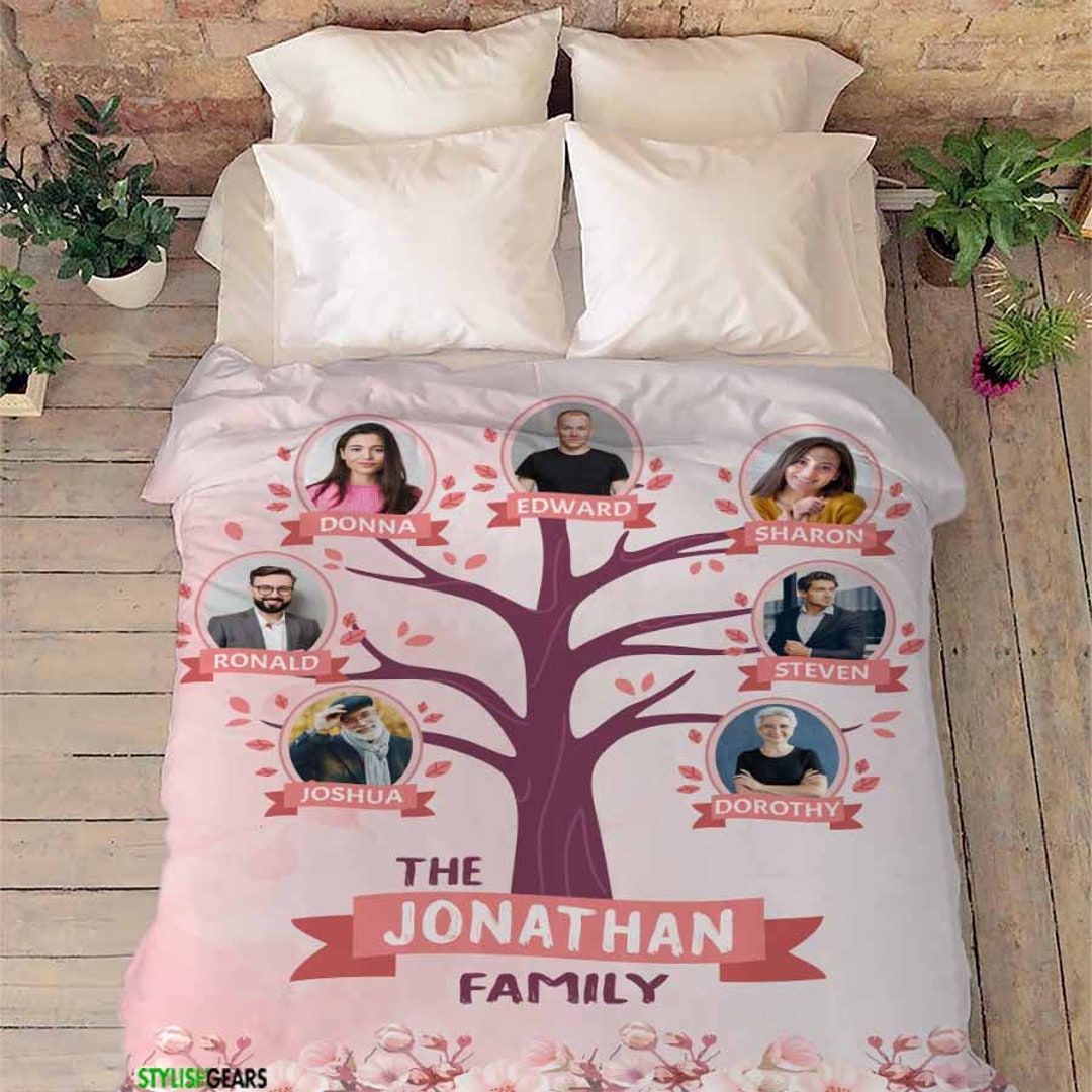 Personalized Family Tree Photo Blanket for Couples/family, Custom Photo