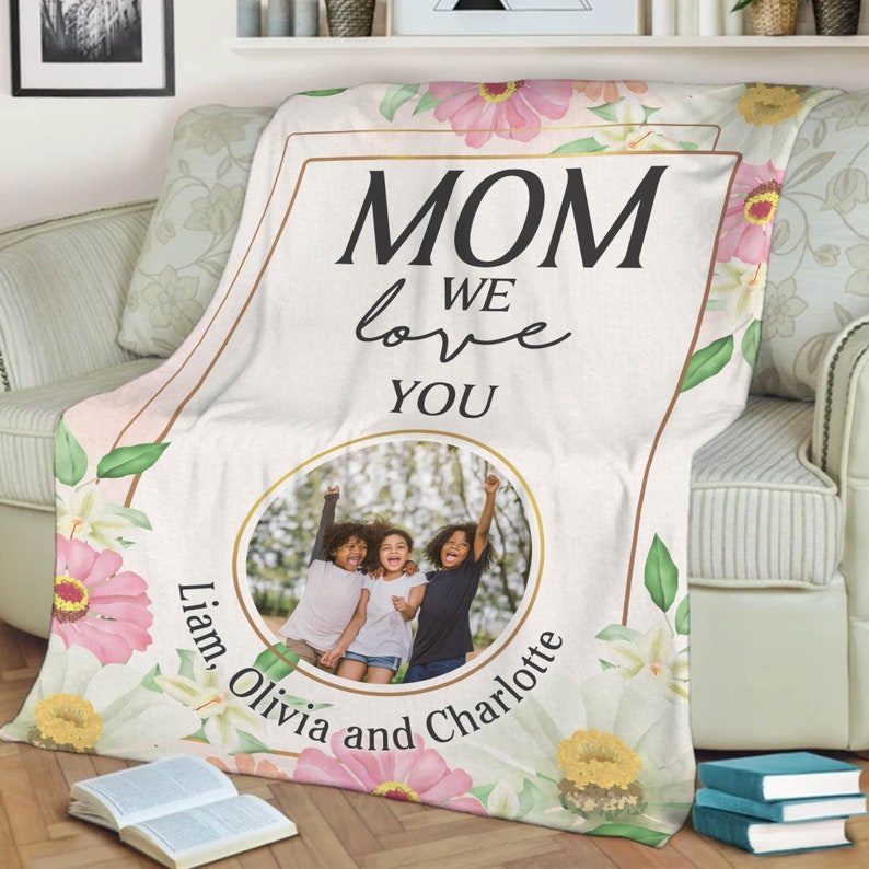Mother's Day Gift Personalized Photo Blankets, Blankets With Picture