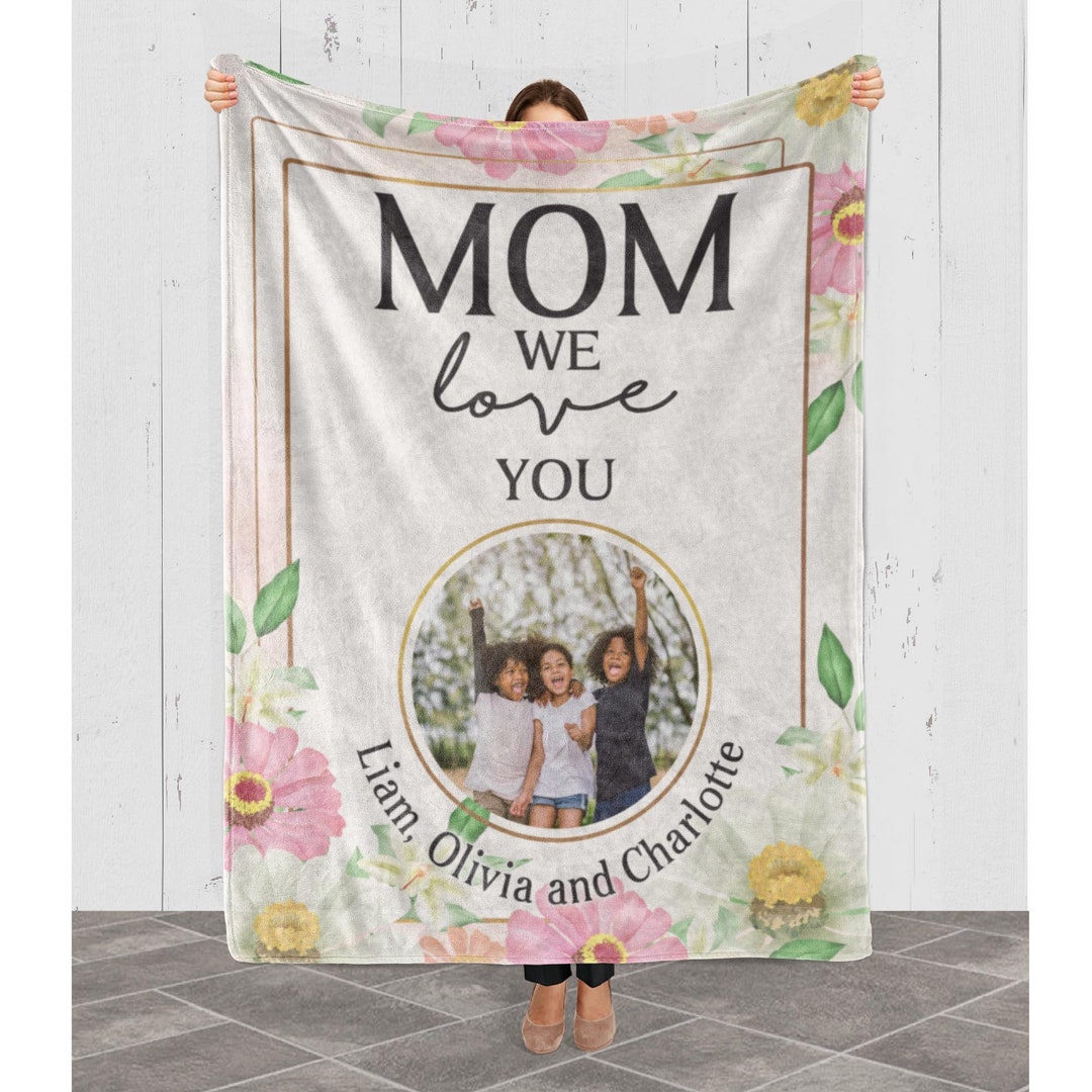 Custom Photo Blanket For Mom – Personalized Throw With Your Pictures, Mother's Day Gift