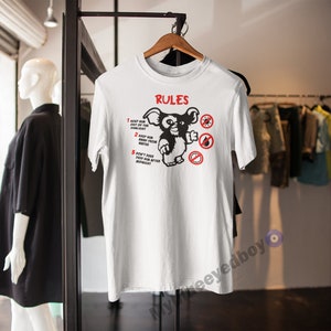 Gremlins Inspired Rules T Shirt Funny Gift 80s 90s Film Mogwai Iconic Adults Kids