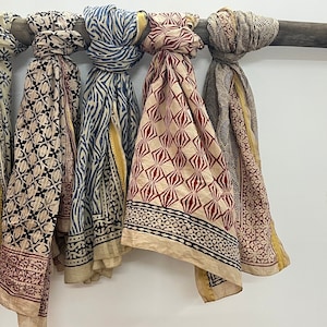 Katoenen sjaal met handblokprint Lot: Indiase voile sarong Pareo